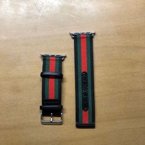 Red and Green Striped Apple Watch Band